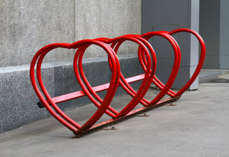 Urban bike rental station in the form of heart