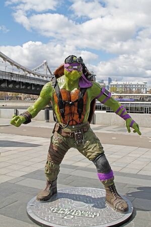 Moscow, Russia - April 23, 2016: Teenage mutant ninja turtle Donatello figure in the park Muzeon in Moscowのeditorial素材