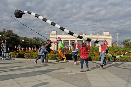 Moscow, Russia - September 10, 2016: Kites show of street theaterのeditorial素材