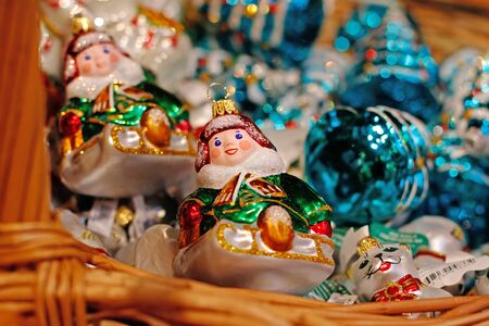 Moscow, Russia - November 30, 2018: Christmas toys at Christmas fair in the shopping center GUM in Moscowのeditorial素材