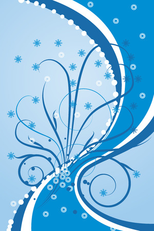 Abstract Christmas background with scrolls on a blue backgroundのイラスト素材