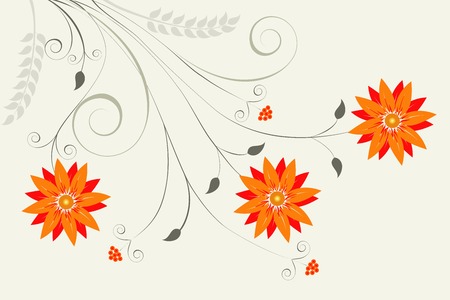 Abstract orange floral on a light grey background for your designのイラスト素材