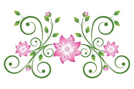 Scroll with flowers and leaves isolated on whiteのイラスト素材