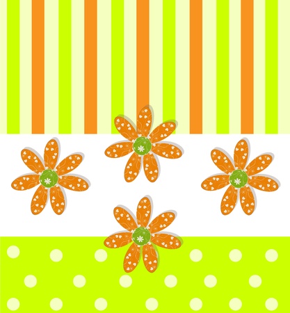 Beautiful greeting background with flowers, ribbons and circles, vector illustrationのイラスト素材