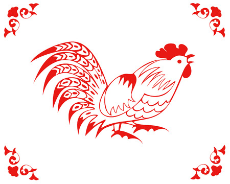 Rooster in a folk styleのイラスト素材