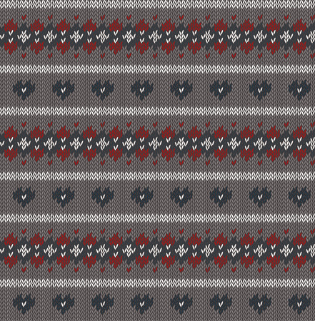 Seamless knitted pattern on grey backgroundのイラスト素材