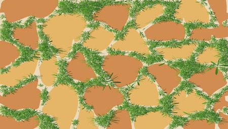 The pattern of masonry with green grass.のイラスト素材