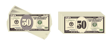 USA banking currency, cash symbol 50 dollars bill.のイラスト素材
