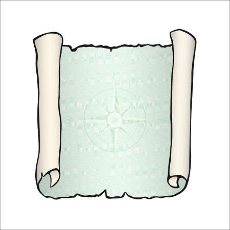 Sketch of ancient scroll, isolated on white.のイラスト素材