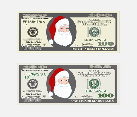 Design template 100 Dollars Banknote with Santa Claus.のイラスト素材