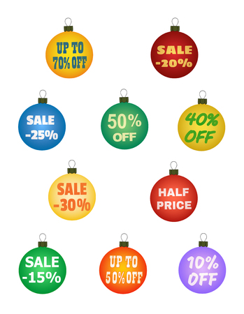 Christmas balls with promotional offers.のイラスト素材