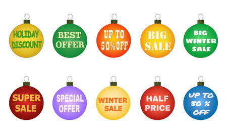 Christmas balls with promotional offers.のイラスト素材