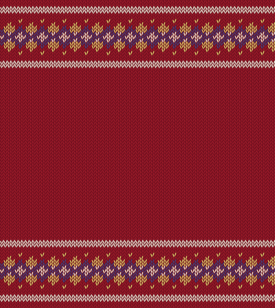 Knitted  texture on red, claret background with place for text.のイラスト素材