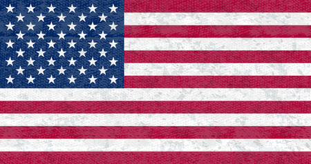 Grunge flag of USA. Isolated American banner with scratched texture on denim fabric.のイラスト素材