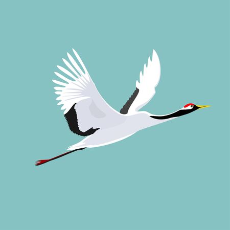 Crane. A bird in flight. Design element. Vector.のイラスト素材