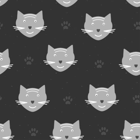 Seamless pattern with cat. Vector illustration.のイラスト素材