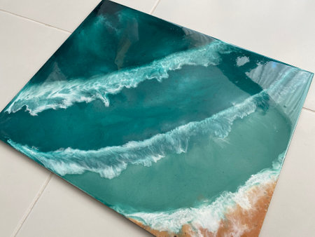 Aquamarine and turquoise water in a glass plate.の写真素材