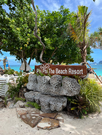 Wooden signboard on the beach in Punta Cana, Dominican Republicの写真素材