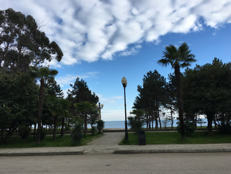 view of the sea from the embankment of the city of Sochiの写真素材
