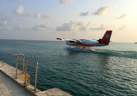 Seaplane in the Caribbean Sea.