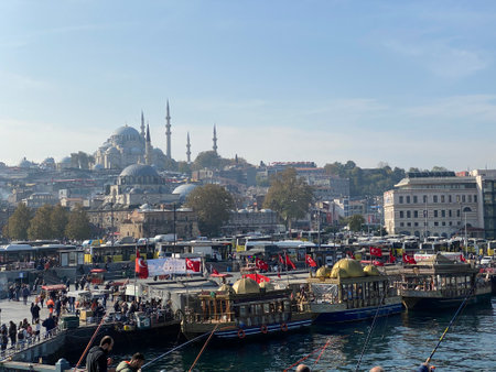 View of the Bosphorus from the Galata Bridgeの写真素材