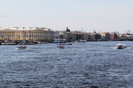 View of the Neva river and the Neva embankment.の写真素材