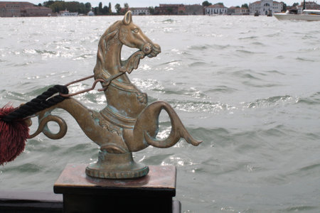 The statue of the horse on the boat in Venice, Italy.の写真素材