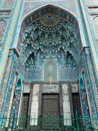 The facade of Hassan II Mosque in Shiraz, Iran.