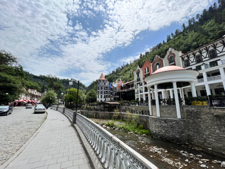 View of Bansko town, Bulgariaの写真素材