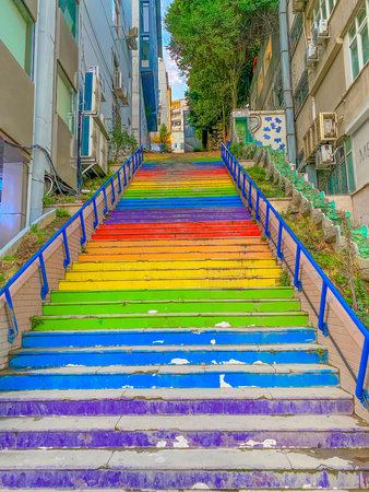 Colorful stairs in the city of Tbilisi, Georgia.