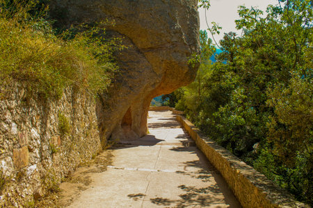 Greece, Crete, the entrance to the cave in the mountainsの写真素材