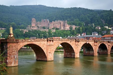 Germany. The old bridge on the river Neckar の写真素材