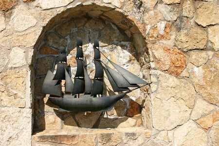 The little monument of sailing shipの写真素材