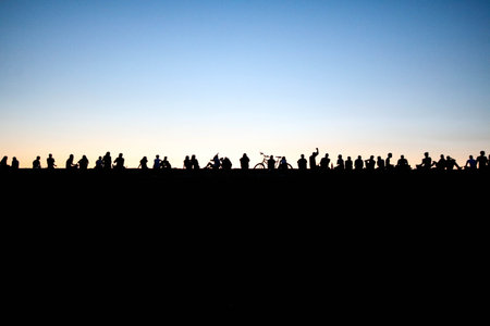 a wide collection of people silhouettes on isolated background
