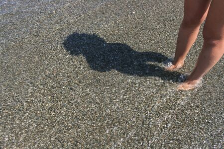 Beach with pebbles on the black Sea coast.の写真素材