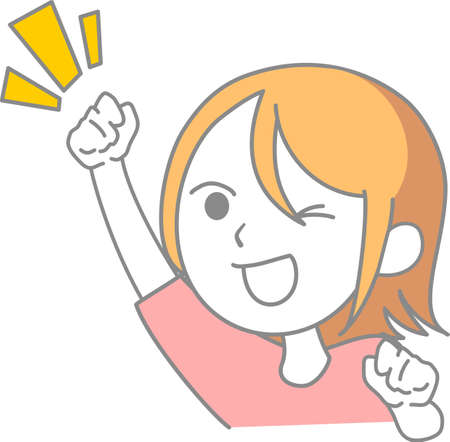 A woman who raises her hand and rejoicesのイラスト素材