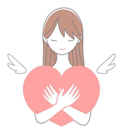 Young woman of illustrations entertain the heartのイラスト素材