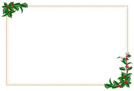 Horizontal frame with holly diagonallyのイラスト素材