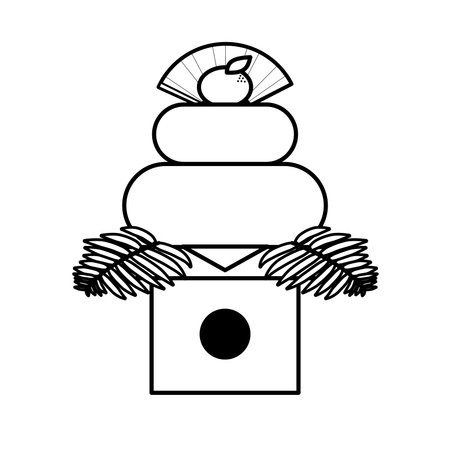 Simple Kagami Mochi Line Drawing Illustration Monochromeのイラスト素材 イメージマート