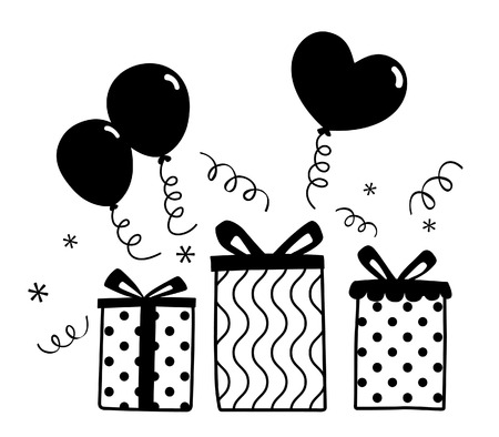 Birthday Gift Balloon Party silhouette Vector のイラスト素材