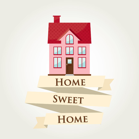 Home sweet home with ribbon sign  Vector illustration のイラスト素材
