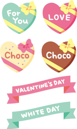 Colorful Heart Chocolates of Valentine's Day,White Day,Christmas and so onのイラスト素材