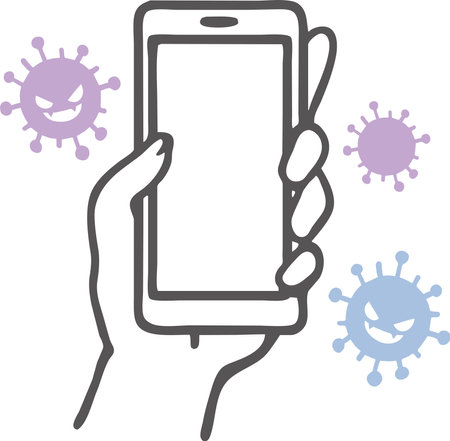 Illustration material of smartphone and virusのイラスト素材