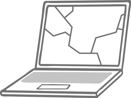 Illustration material of laptop with cracked screenのイラスト素材