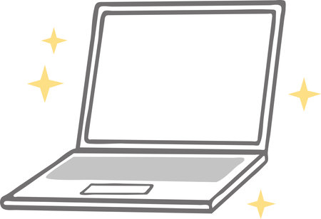 Glittering laptop, clean PC, brand new, repaired, cleaning, latest illustration materialのイラスト素材