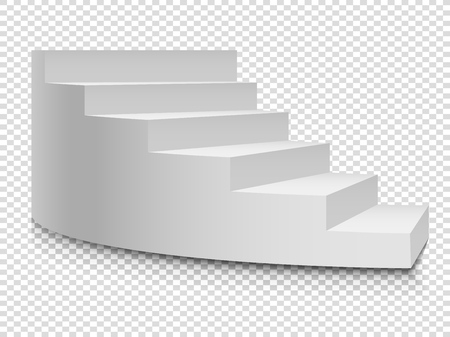 White 3d circular ladder. Vector staircase and stairway up to success on transparent backgroundのイラスト素材