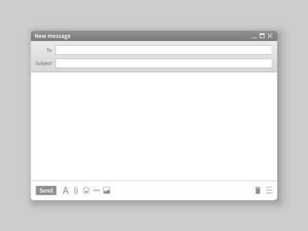 Email window. Interface mail blank message internet window website panel screen computer software web browser box vector illustrationのイラスト素材