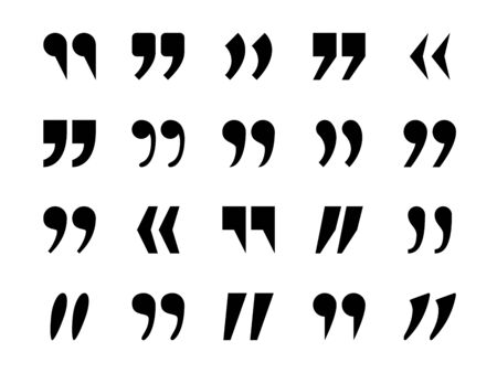 Quotes marks. Quotation marking quote mark comma double commas speech punctuation text excerption typography citation marking iconのイラスト素材
