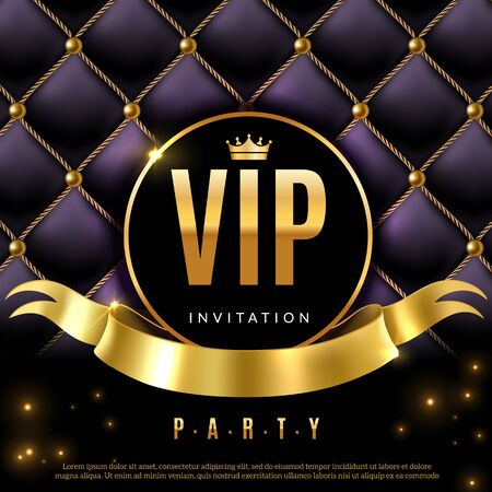 VIP. Luxury invitation coupon certificate with golden letters, exclusive and elegant logo membership in prestige premium club vector luxurious backgroundのイラスト素材