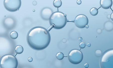 Molecules. Chemical wallpaper, nanotechnology concept. 3d molecular structure, biotechnology abstract scientific vector micro technology backgroundのイラスト素材
